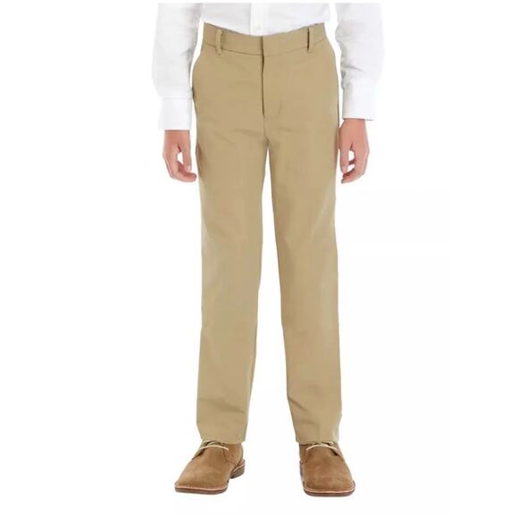 IZOD Flat Front Tan Khaki Performance Boys Dress Pants Size 16 Regular 30x31 - Picture 1 of 6
